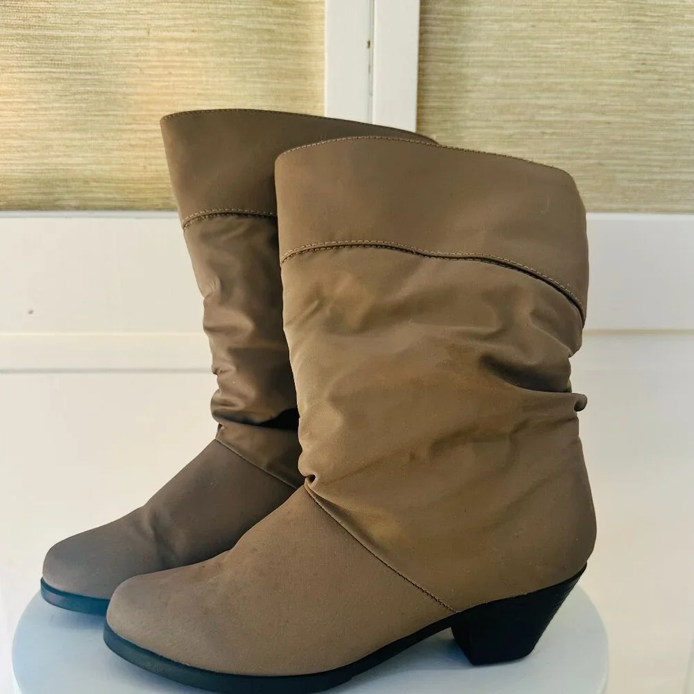 Vintage 1970s Danexx Insulated All Weather Winter Boots Tan Mid Calf 70s